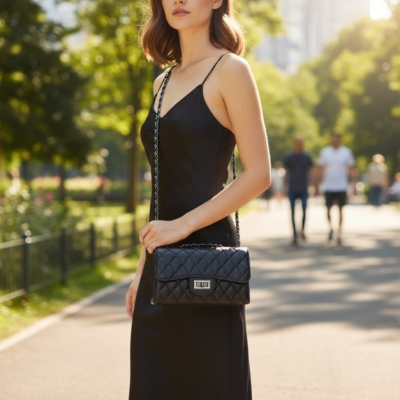 Elegant Black Quilted Women's Bag - Picture 5 of 15